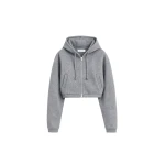 The Frankie Shop Oda Cropped Hoodie in Grey Melange