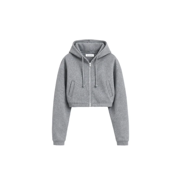 Oda Cropped Hoodie in Grey Melange