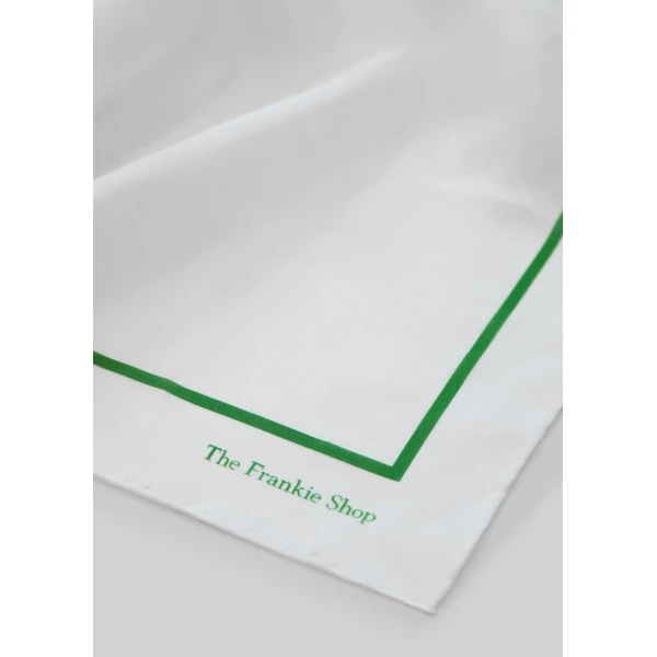 The Frankie Shop Oris Silk Scarf in White and Green, view 6