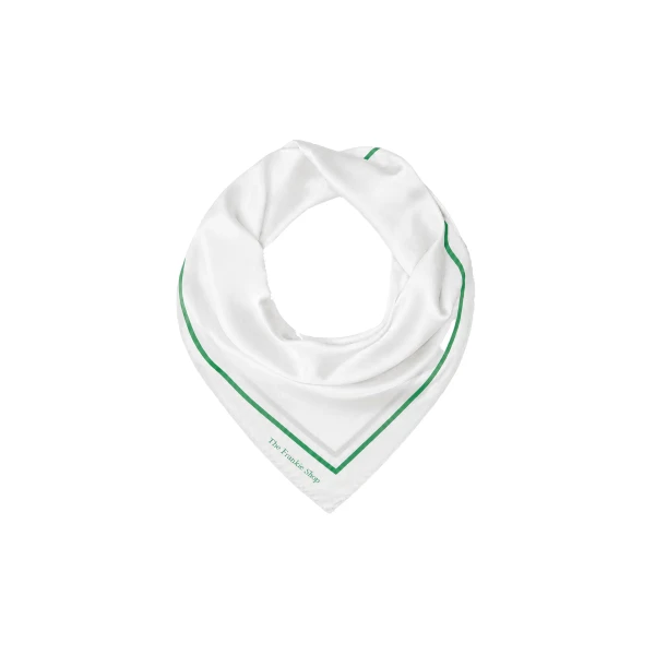 The Frankie Shop Oris Silk Scarf in White and Green