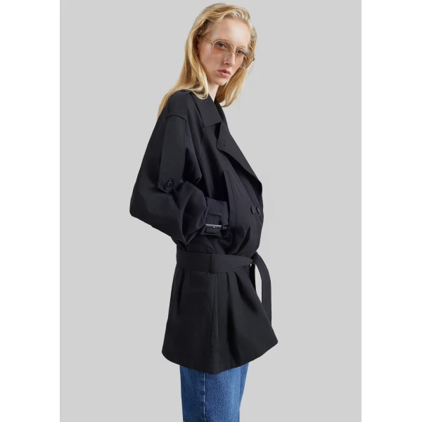 The Frankie Shop Orival Short Trench in Black, view 5