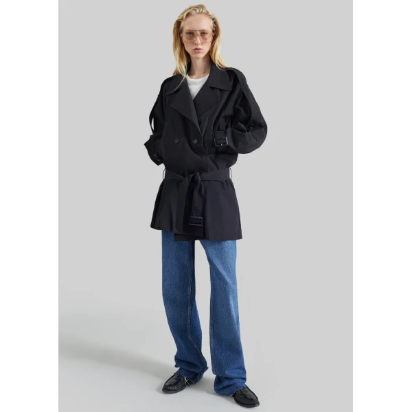 The Frankie Shop Orival Short Trench in Black, view 6