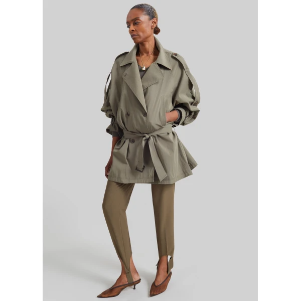 The Frankie Shop Orival Short Trench in Dark Olive, view 4
