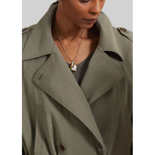 The Frankie Shop Orival Short Trench in Dark Olive, view 5