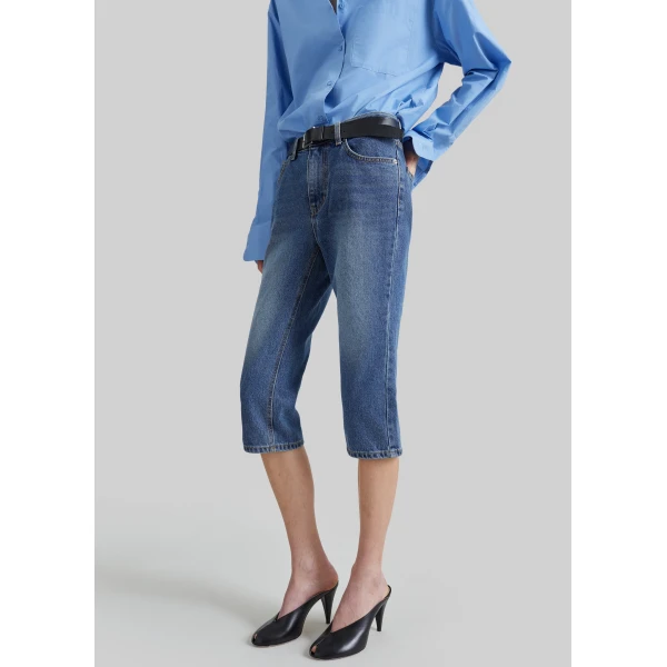 The Frankie Shop Oze Capri Jeans in Medium Wash, view 3