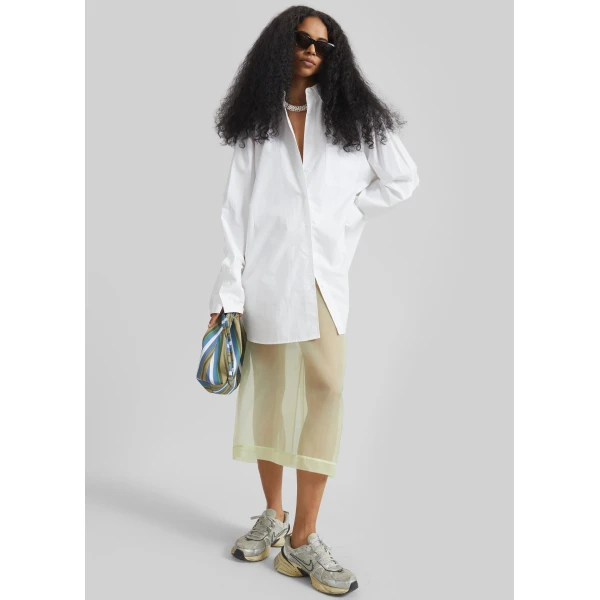 The Frankie Shop Peri Sheer Midi Skirt in Pale Yellow, view 3