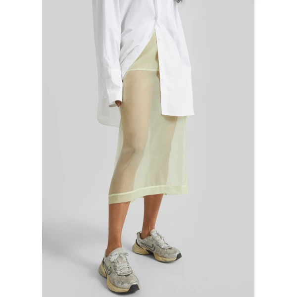 The Frankie Shop Peri Sheer Midi Skirt in Pale Yellow, view 5
