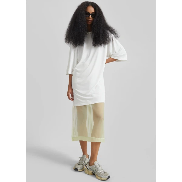 The Frankie Shop Peri Sheer Midi Skirt in Pale Yellow, view 6
