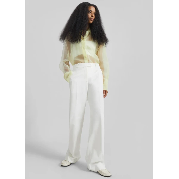 The Frankie Shop Peri Sheer Shirt in Pale Yellow, view 4