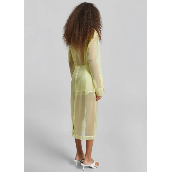The Frankie Shop Peri Sheer Shirt in Pale Yellow, view 6