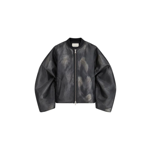Pietra Fur Mesh Bomber Jacket in Grey