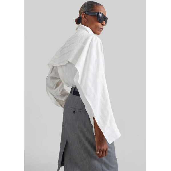 The Frankie Shop Selin Back Vent Shirt in White, view 2
