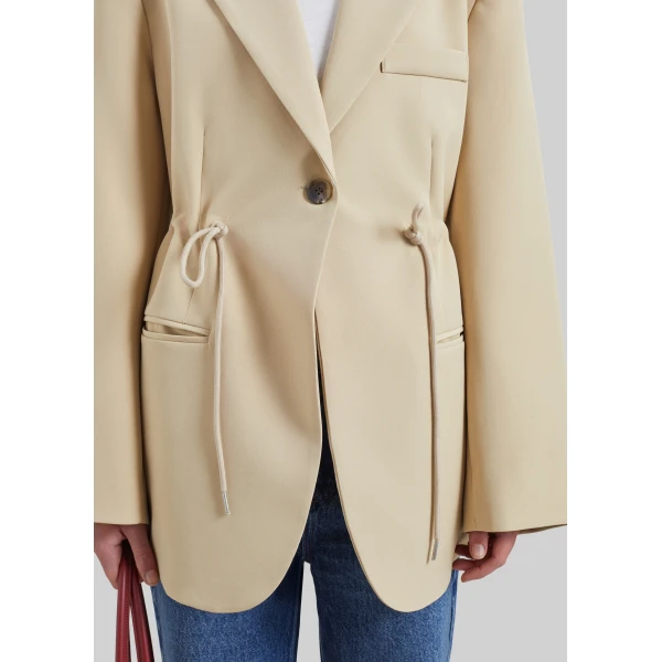 The Frankie Shop Sesma Drawstring Blazer in Light Beige, view 4