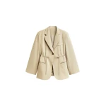 The Frankie Shop Sesma Drawstring Blazer in Light Beige