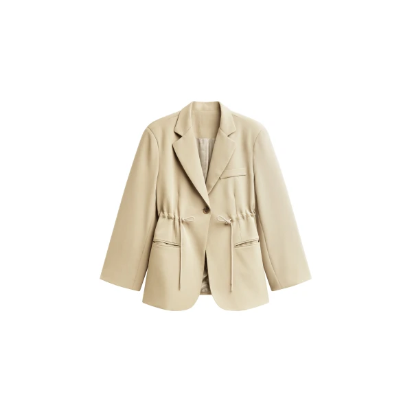 Sesma Drawstring Blazer in Light Beige
