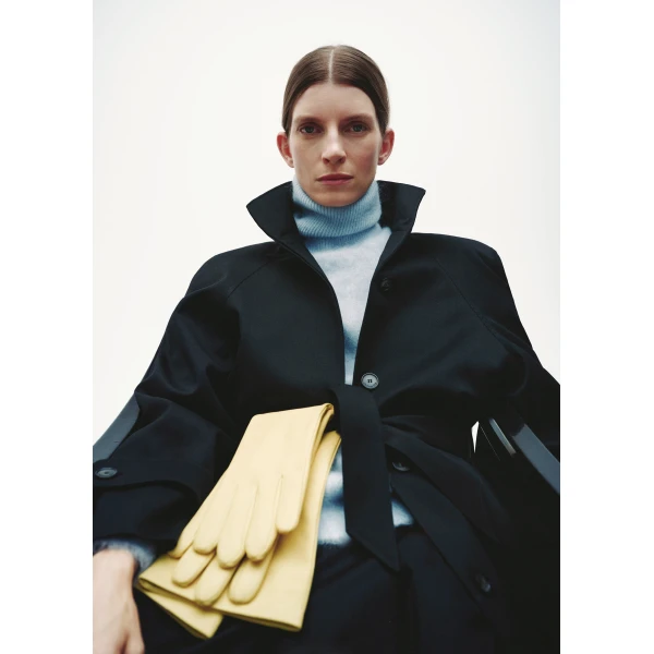 The Frankie Shop Skye Padded Trench Coat in Black, view 6