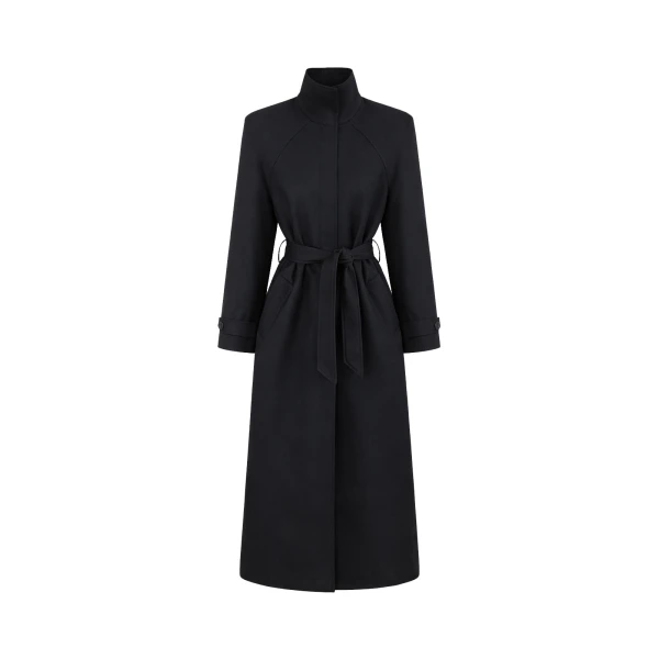 Skye Padded Trench Coat in Black