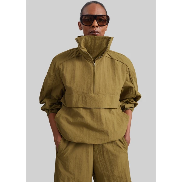The Frankie Shop Sora Funnel Neck Anorak in Pale Olive, view 5