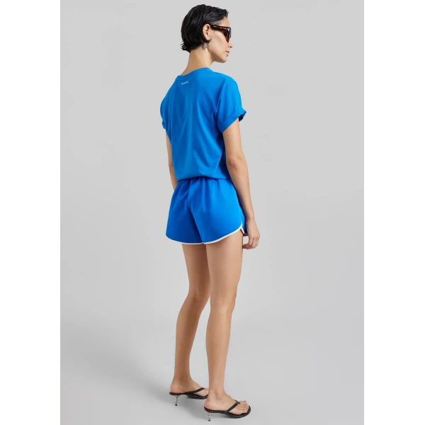 The Frankie Shop TFS Blue Lagoon Snack Bar T-Shirt in Blue Mix, view 6