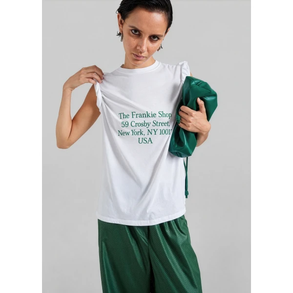 The Frankie Shop TFS Crosby T-Shirt in White and Green, view 5