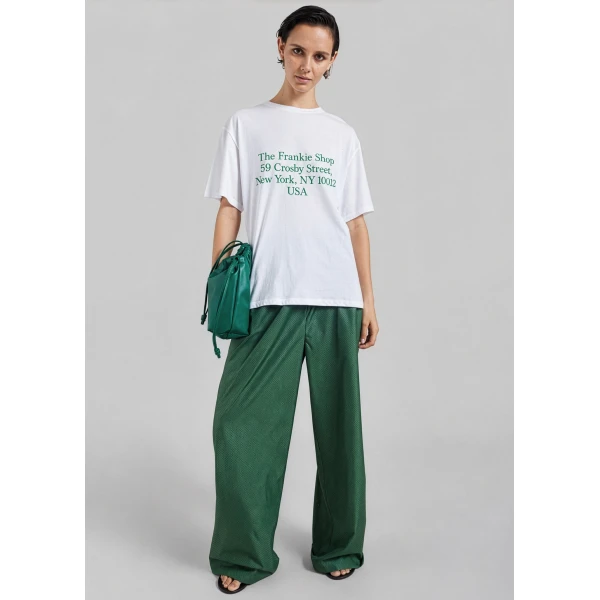 The Frankie Shop TFS Crosby T-Shirt in White and Green, view 6