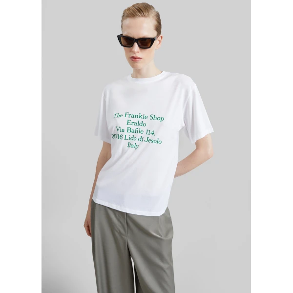 The Frankie Shop TFS Eraldo T-Shirt in White and Green, view 2