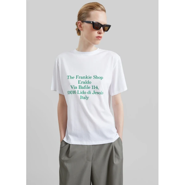 The Frankie Shop TFS Eraldo T-Shirt in White and Green, view 4
