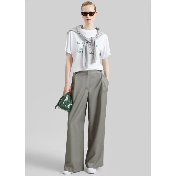 The Frankie Shop TFS Eraldo T-Shirt in White and Green, view 5