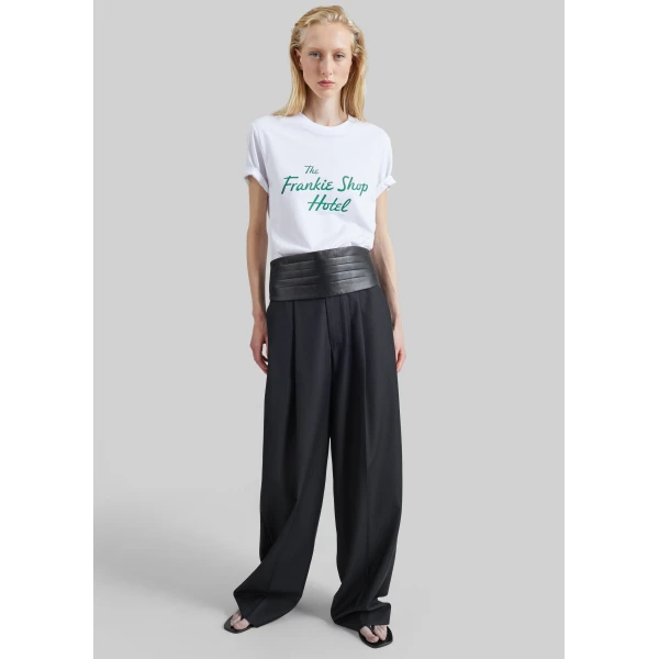 The Frankie Shop TFS Hotel T-Shirt in White and Green, view 5