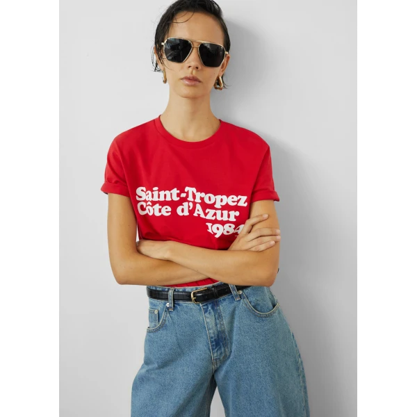 The Frankie Shop TFS Saint-Tropez Côte D'Azur 1984 T-Shirt in Red, view 2