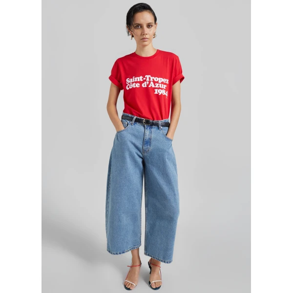 The Frankie Shop TFS Saint-Tropez Côte D'Azur 1984 T-Shirt in Red, view 4