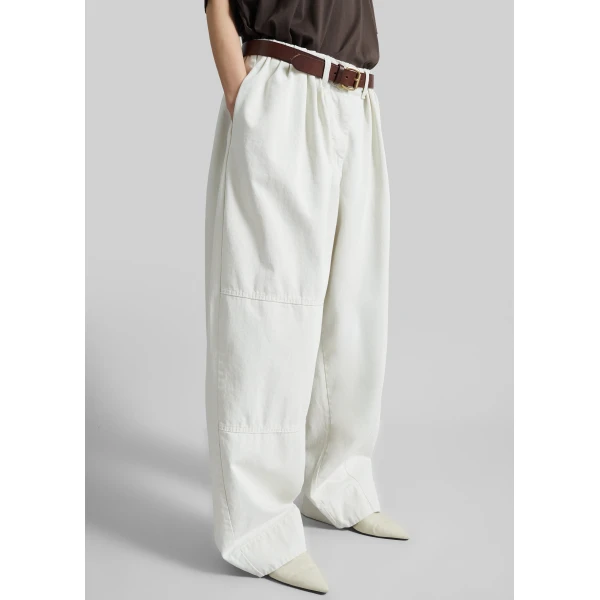 The Frankie Shop Teano Curved Pants in Off White, view 3
