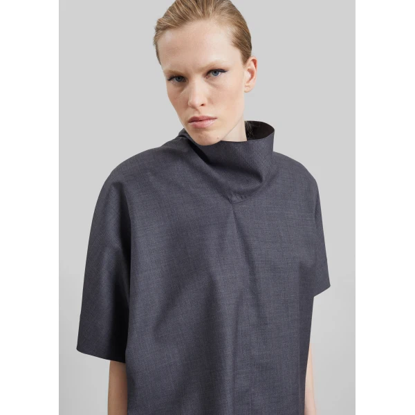 The Frankie Shop Telluride Draped Top in Dark Grey, view 3