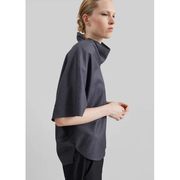 The Frankie Shop Telluride Draped Top in Dark Grey, view 4