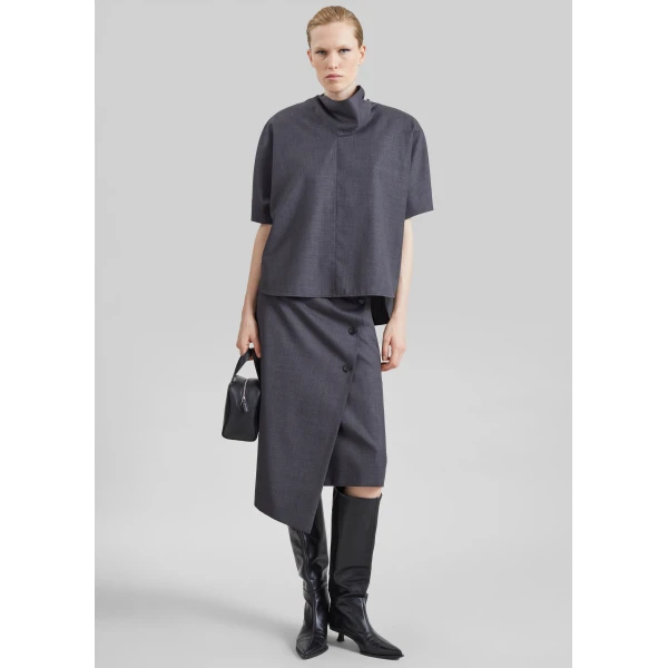 The Frankie Shop Telluride Draped Top in Dark Grey, view 5