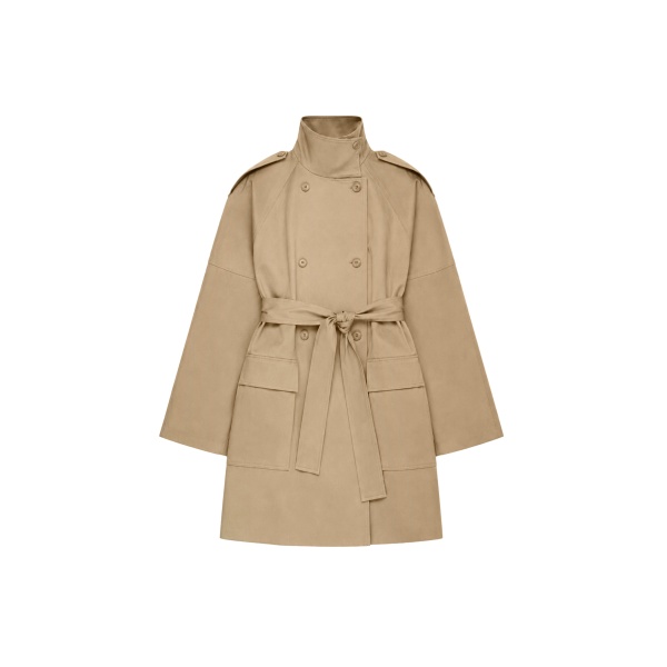 Tess Midi Short Trench in Beige