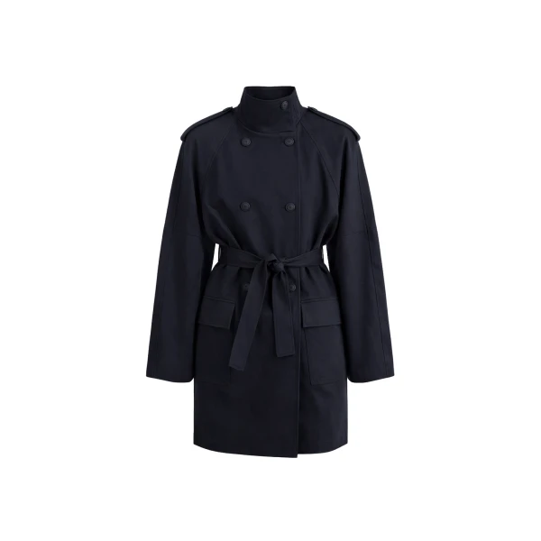 Tess Midi Short Trench in Navy