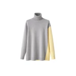 The Frankie Shop Tilda Bicolor Turtleneck Sweater Dress in Light Grey