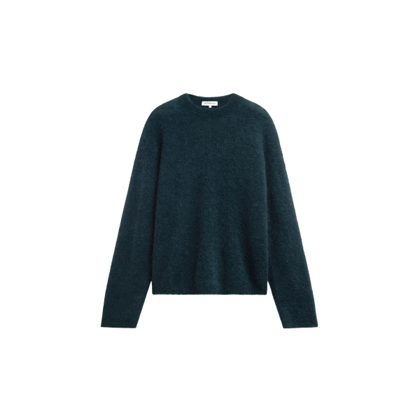 Timea Mohair Fuzzy Sweater in Bottle Green