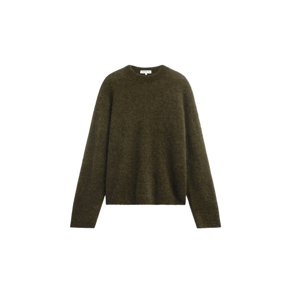 Timea Mohair Fuzzy Sweater in Dark Olive