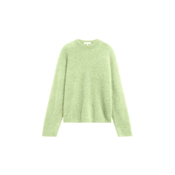 Timea Mohair Fuzzy Sweater in Lime