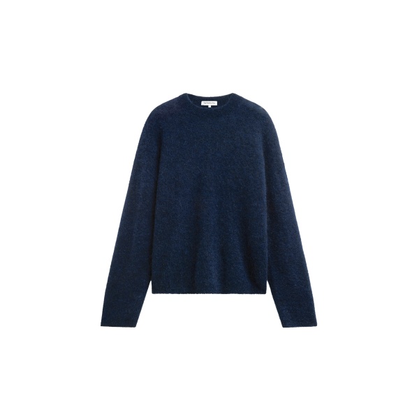 Timea Mohair Fuzzy Sweater in Navy