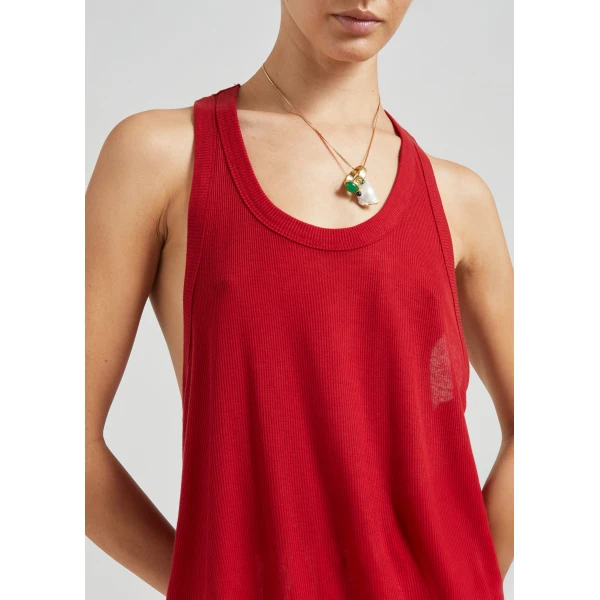 The Frankie Shop Tolfa Soft Tank Top in Red, view 2