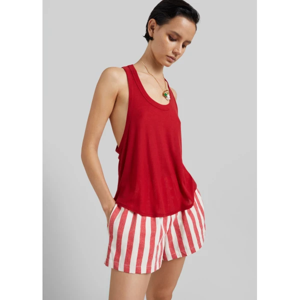 The Frankie Shop Tolfa Soft Tank Top in Red, view 5