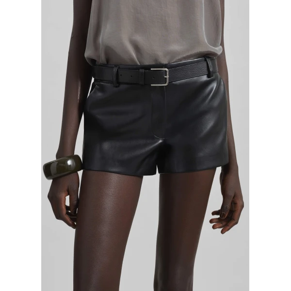 The Frankie Shop Toni Leather Belt in Black, view 3