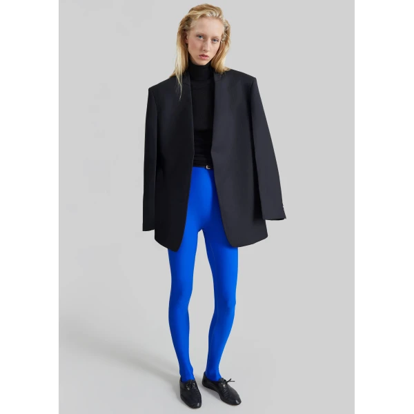 The Frankie Shop Trevis Chevron Collarless Blazer in Black, view 5