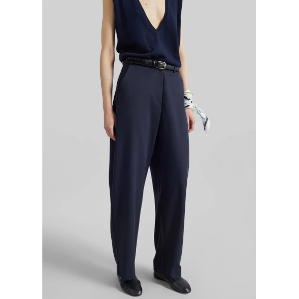 The Frankie Shop Trofa Curved Trousers in Navy, view 3