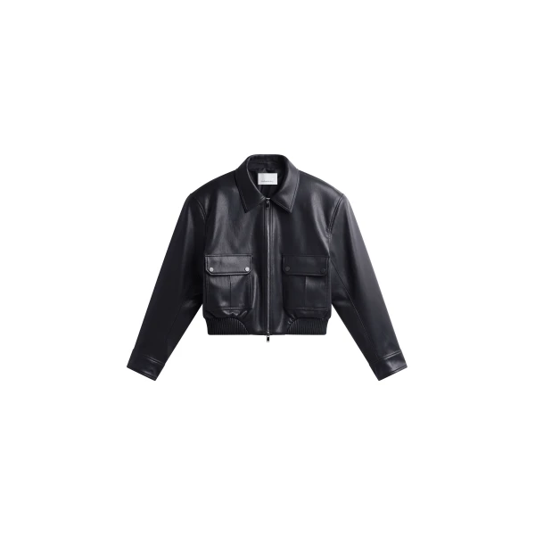 Val Faux Leather Padded Jacket in Black
