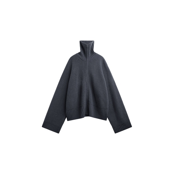 Veda Oversized Zip-Up Cardigan in Charcoal