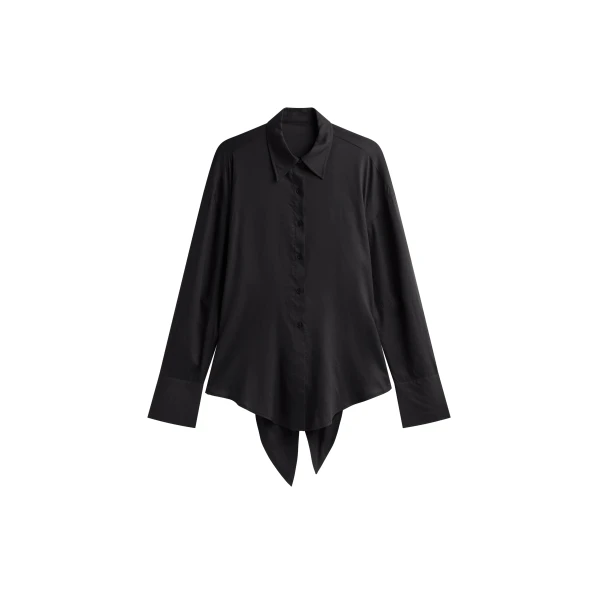Velia Cut-Out Back Shirt in Black